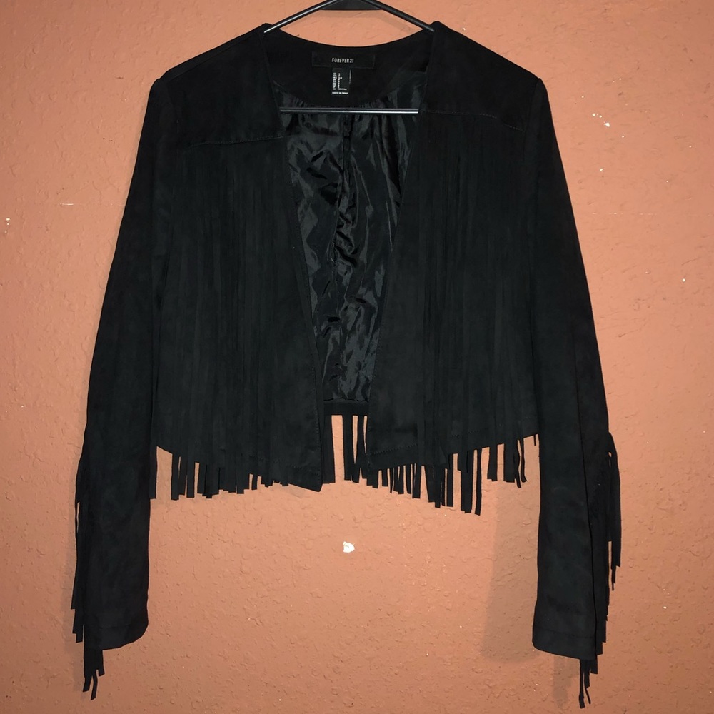 BLACK FRINGE FOREVER 21 Jacket